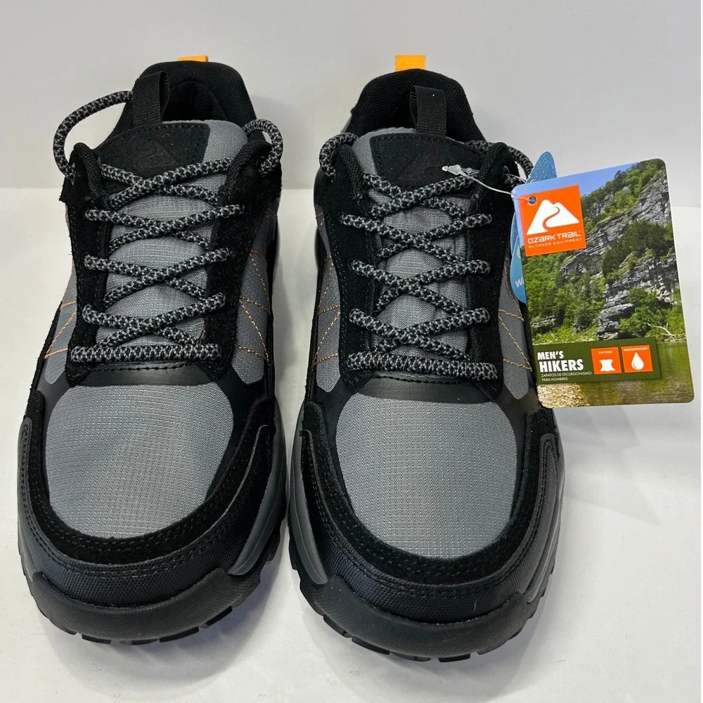 Ozark Trail Men WP Hike Low Black‎ Grey Waterproof Hiking Shoes  Men's Size 6